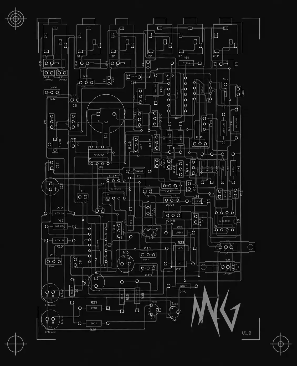 Hand-built modular synth PCB