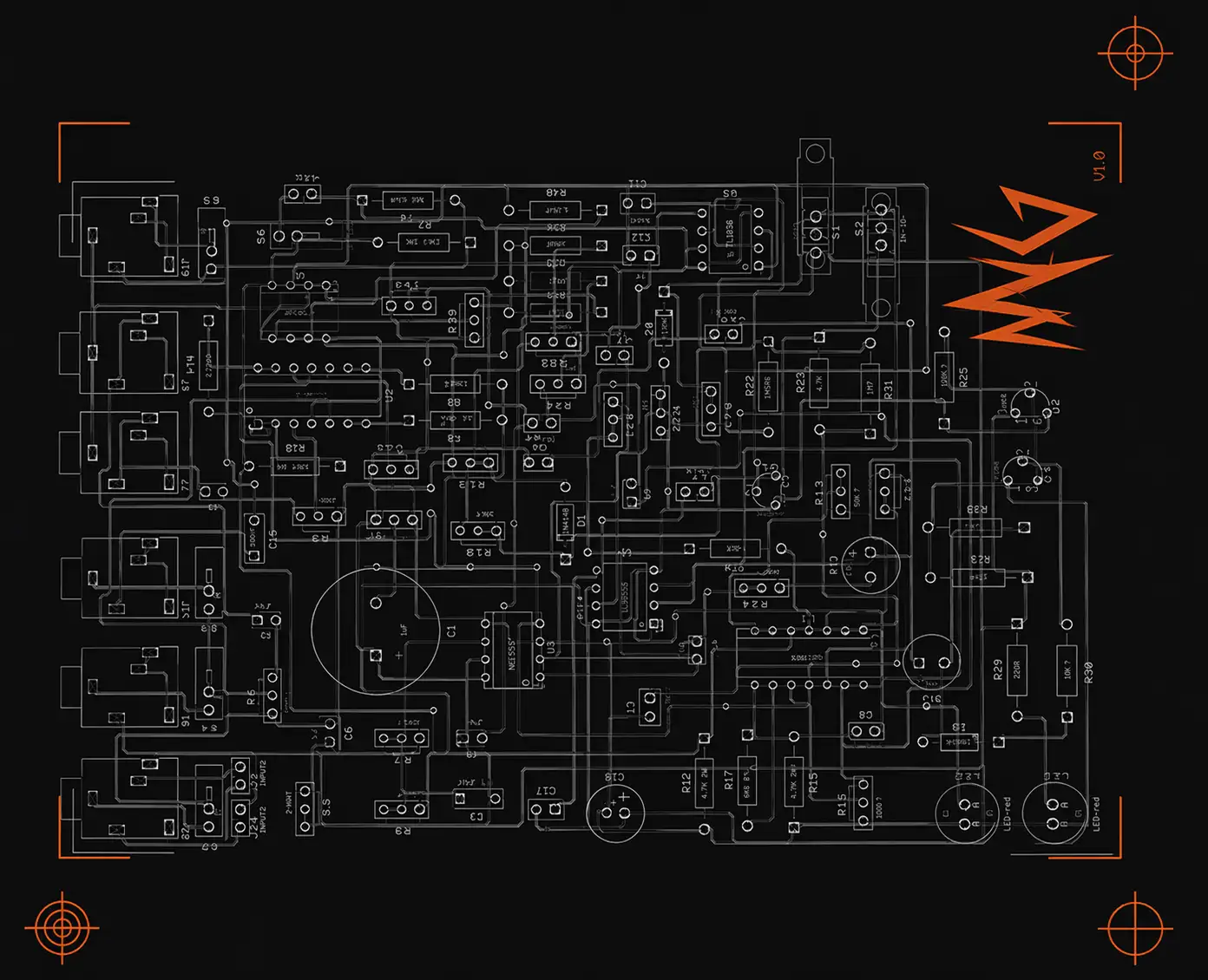 Hand-built pedal PCB layout
